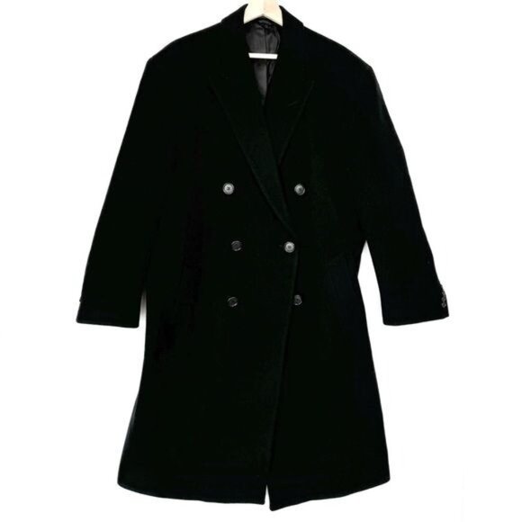 Alfani Trench Coat doble Breasted Black Cashmere & wool Blend size 44R - Picture 1 of 10